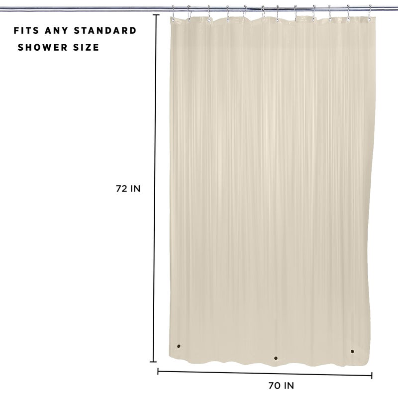 Bath Bliss PVC Heavy Weight Shower Curtain Liner | 4G | 70"x72" | Rust Resistant Copper Grommets | Magnetic Hem | Beige - Image 5